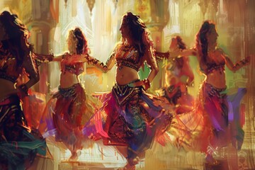 arabic belly dance class concept - obrazy, fototapety, plakaty