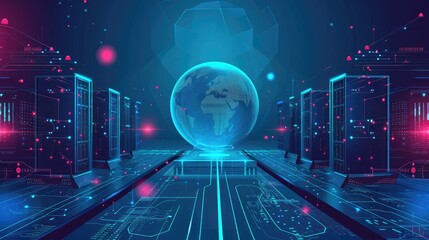 Digital Nexus: Server Farm and Global Data Network