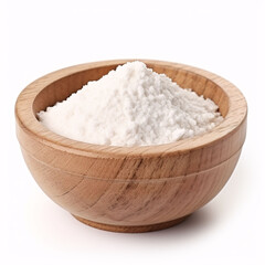 Fototapeta na wymiar Wooden bowl of salt isolated on white