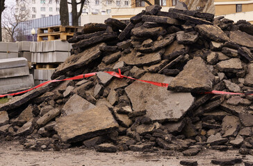 Pile of Rocks Next to Red Ribbon