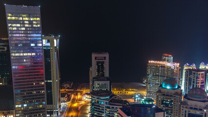 The skyline of the West Bay area from top in Doha timelapse, Qatar.