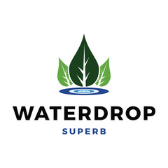 Water Drop Leaves Icon Logo Design Template