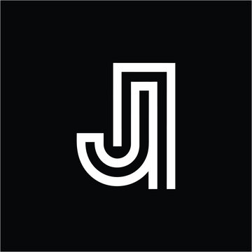 Initial letter and number logo, J and 4, J4, 4J, negative space black