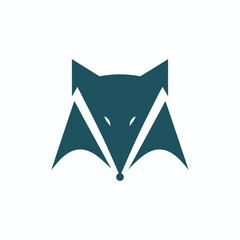 Simple MV Fox Head Shape Logo Design Template