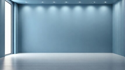 Clean and simple blue wall, empty room, backdrop or bar with backlight