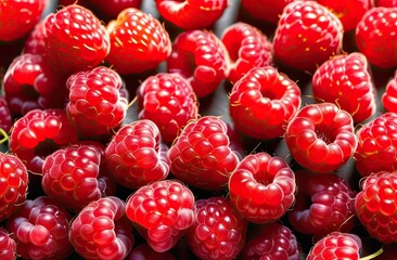Raspberry repeated pattern. Summer fruits and berries colors background.