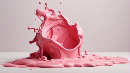 spilled pink paint on white background