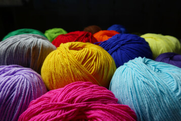 Colorful yarn balls  for knitting                          