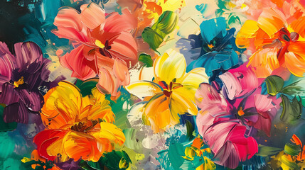 Red and yellow flower. AI generated art illustration.