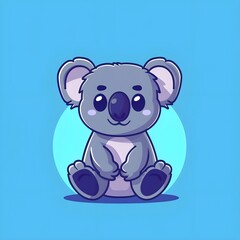 Koala funny vector illustration mascot logo design. Vector koala sitting cute creative kawaii cartoon mascot.