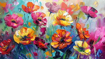 Red and yellow flower. AI generated art illustration.