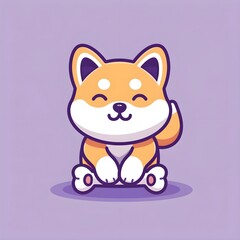 Dog shiba inu funny vector illustration mascot logo design. Vector dog sitting cute creative kawaii cartoon mascot.