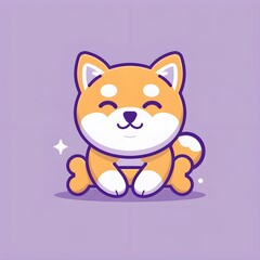 Shibainu dog flat logo design. Dog Cartoon Vector Icon Illustration. Flat color concept.