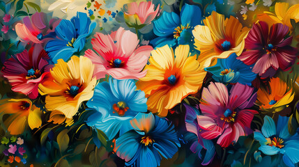 Red and yellow flower. AI generated art illustration.