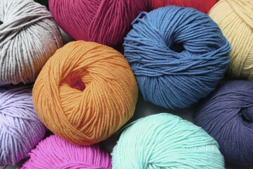 Colorful yarn balls  for knitting                          