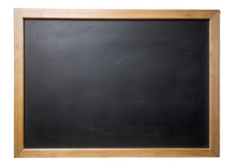Blackboard with wooden frame isolated on transparent background. Top view.