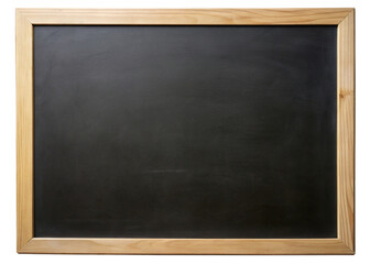 Blackboard with wooden frame isolated on transparent background. Top view.