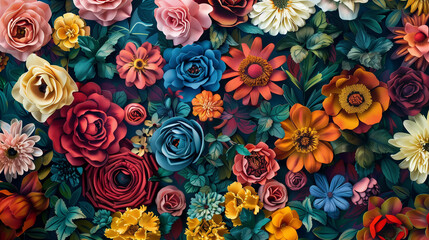 Red and yellow flower. AI generated art illustration.