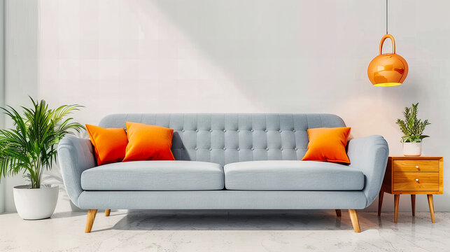 Pastel Modern Living Room: Cozy Sofa, Soft Colors, and Stylish Decor for a Bright and Welcoming