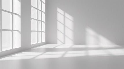 Obraz premium Abstract white background with white light and grey shadow : empty light interior with copy space for creative studio backdrop project.