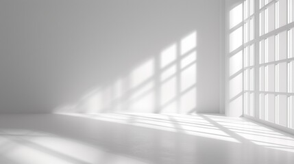 Obraz premium Abstract white background with white light and grey shadow : empty light interior with copy space for creative studio backdrop project.