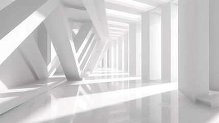 Fototapeta premium Abstract white background with white light and grey shadow : empty light interior with copy space for creative studio backdrop project.