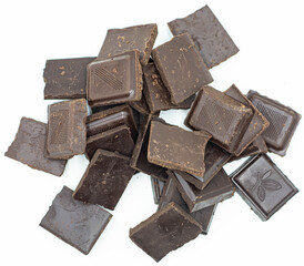 world chocolate day .pieces of chocolate on white background,