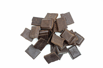 world chocolate day .pieces of chocolate on white background,