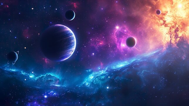 Abstract planets and space background