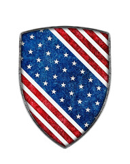 American shield with stars and stripes isolated on white background