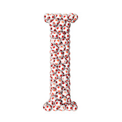Symbols made from red soccer balls. letter i
