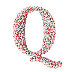 Symbols made from red soccer balls. letter q