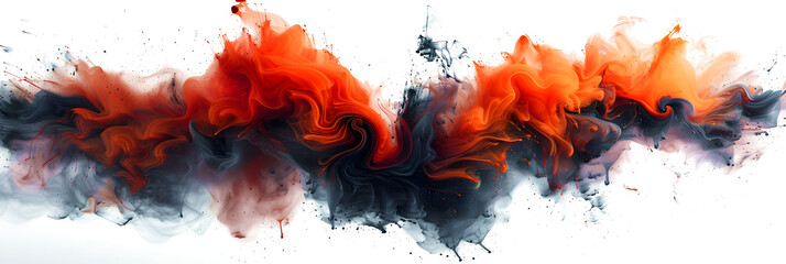 Bold red and black color explosion on transparent background. - obrazy, fototapety, plakaty