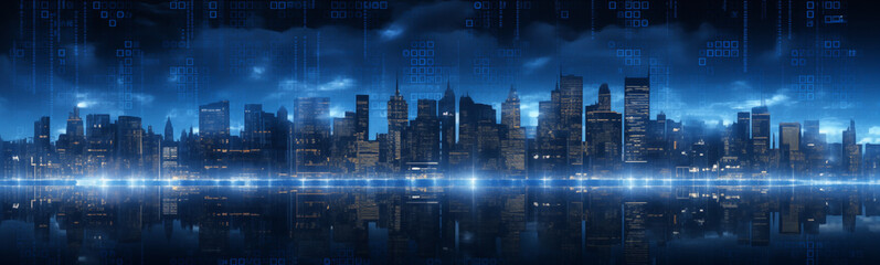 Futuristic cityscape with sci-fi banner background theme