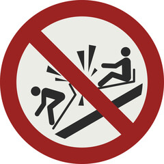 PROHIBITION SIGN PICTOGRAM, DO NOT RAM INTO TOBOGGANS ISO 7010 – P047, SVG