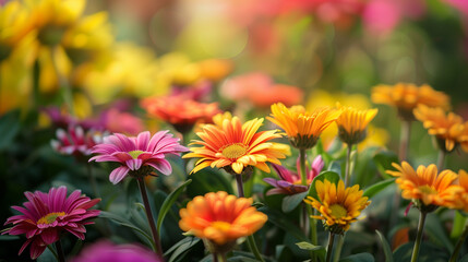 Red and yellow flower. AI generated art illustration.
