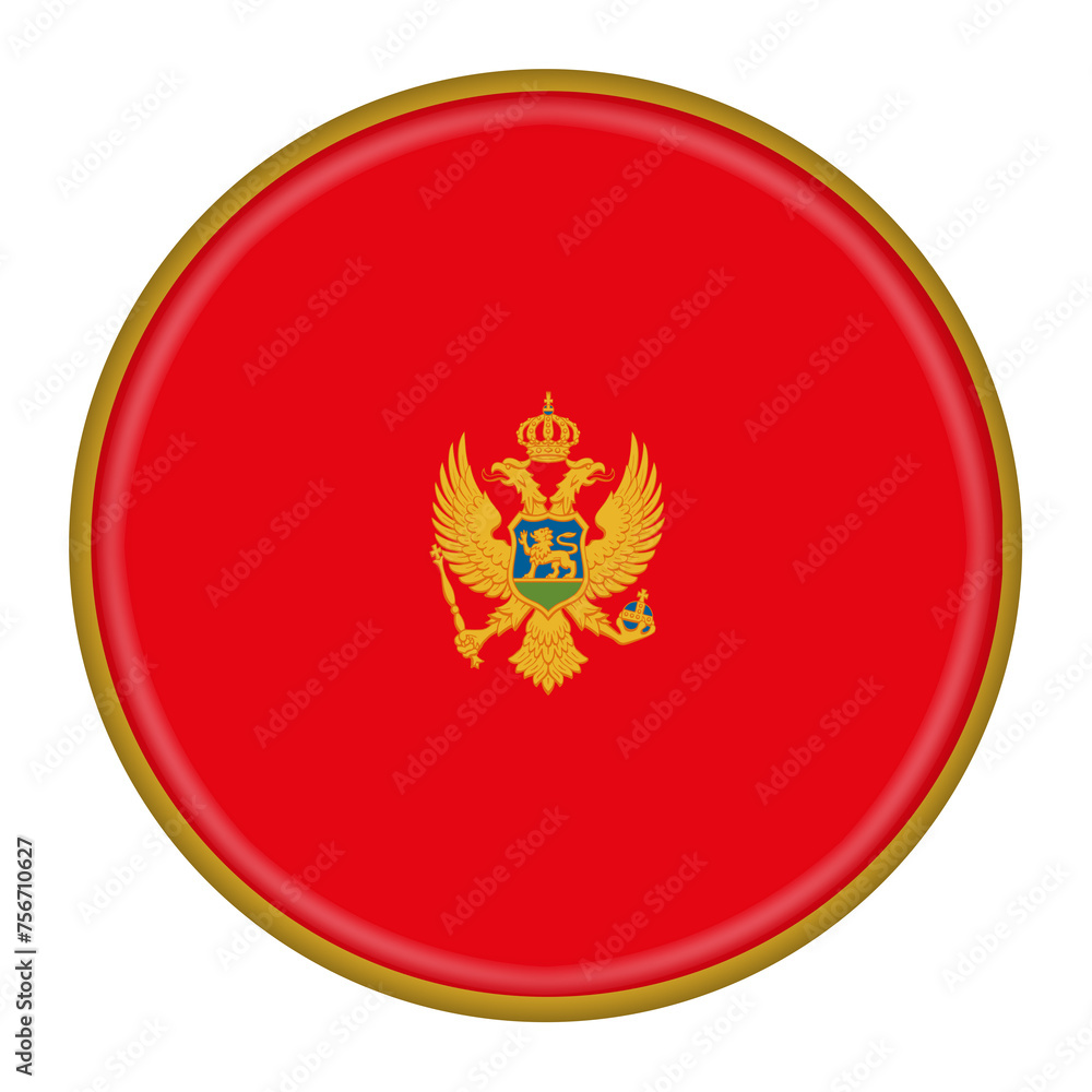 Poster montenegro flag button with clipping path