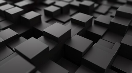 Abstract block stack wooden 3d cubes, black wood texture for backdrop