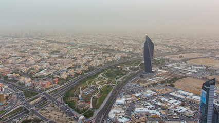Kuwait City cityscape day to night timelapse is the capital of Kuwait. Sunset time.