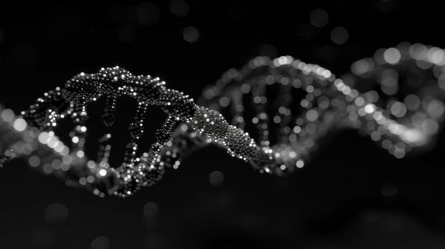 Black Background AI Enhanced DNA Double Helix Visualization
