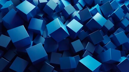 Blue 3D shapes form a business abstract background.