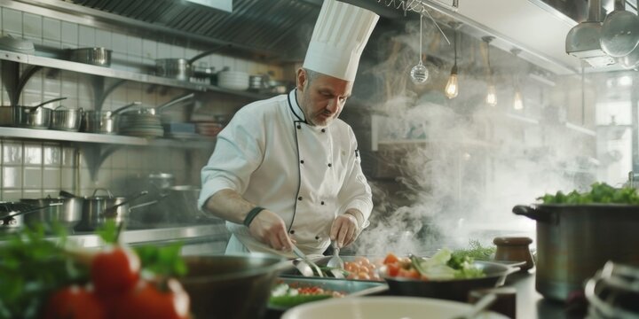 chef male in the kitchen Generative AI