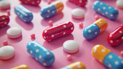 Abstract Background of Assorted Pills and Capsules
