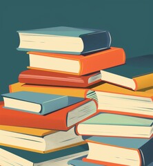 A boldly colored collection of books stacked against a dark backdrop, representing the rich tapestry of reading.