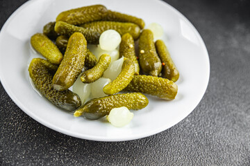 gherkin pickled cucumber fresh food tasty eating cooking appetizer meal food snack on the table...