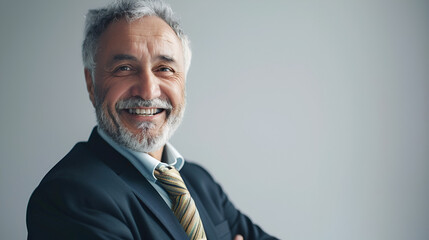 a man with a white beard smiling Portrait of a senior businessman smiling against white background, Generative Ai