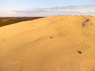 Aerial view Dune of Pilat, the tallest sand dune in Europe, Arcachon Bay, Aquitaine, France. High...