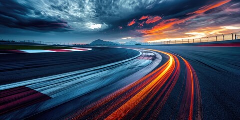 Empty race track, long exposure shot