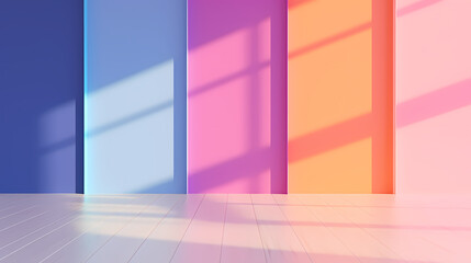 Rainbow reflects colorful sunlight on the textured surface of the wall