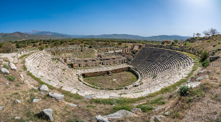 Theatre in Aphrodisias ancient city, Aydin, Turkey.. - 756715232